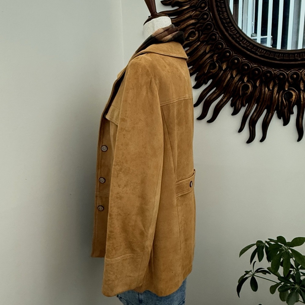 Vintage New England Sportswear Suede Leather Jacket Women's 10 Tan Coat F/W - Picture 4 of 10
